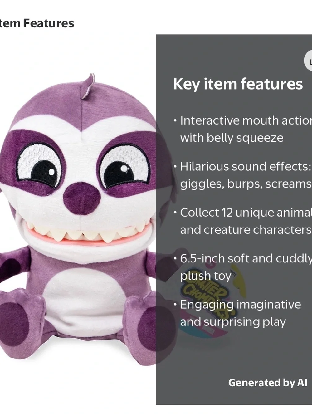 Chatter chompers purple plush